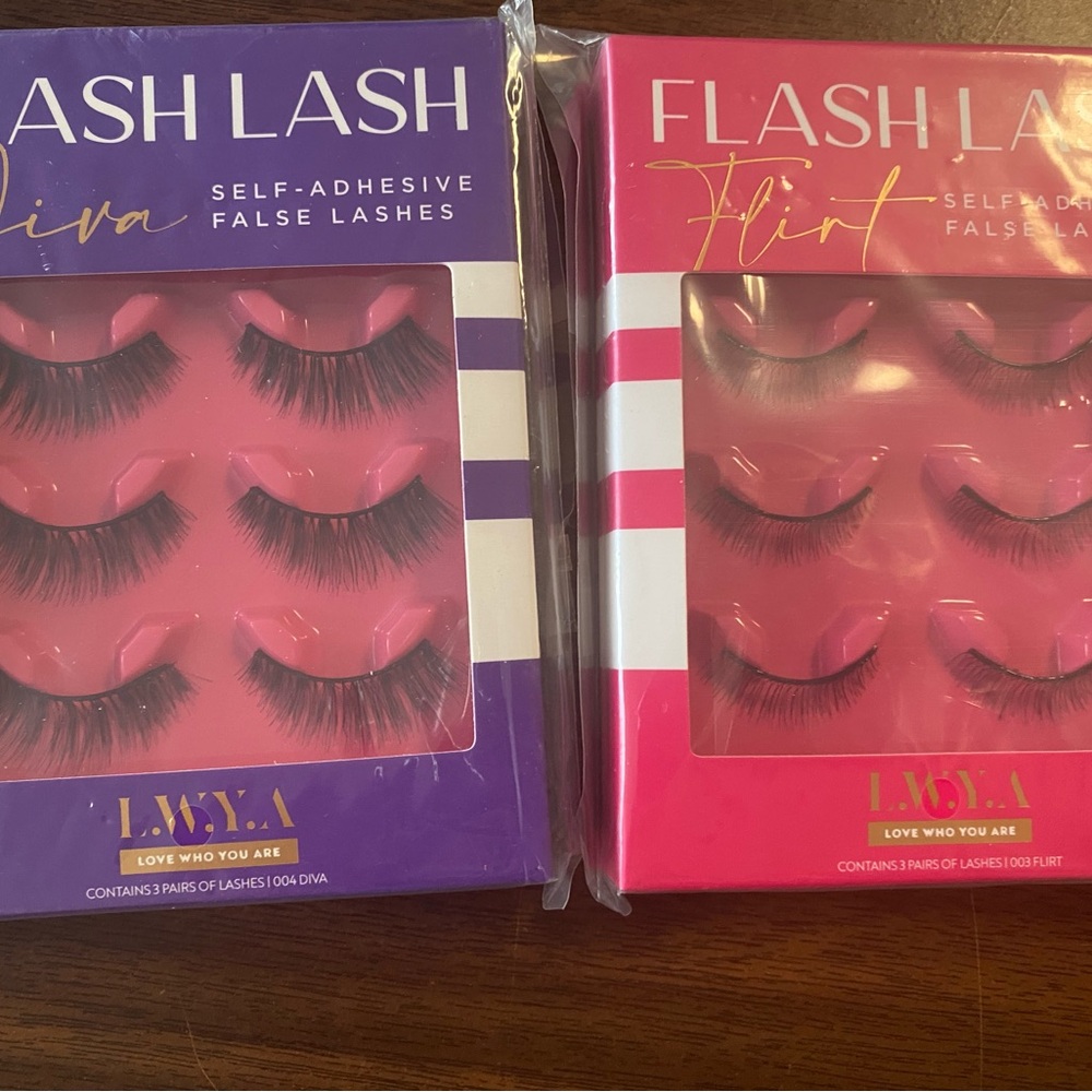 Flash Lash Diva and Flirt Self-Adhesive False Lashes - Purple and Pink